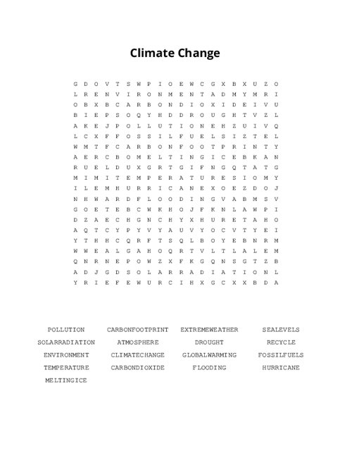 Climate Change Word Search