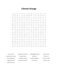 Climate Change Word Search Puzzle