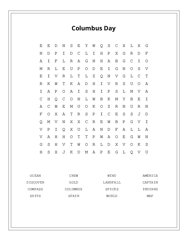 Columbus Day Word Scramble Puzzle