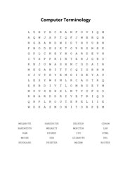 Computer Terminology Word Search Puzzle