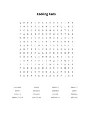 Cooling Fans Word Search Puzzle