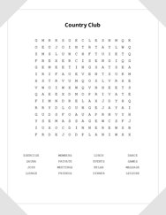 Country Club Word Search Puzzle