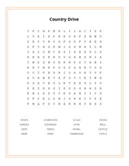 Country Drive Word Scramble Puzzle