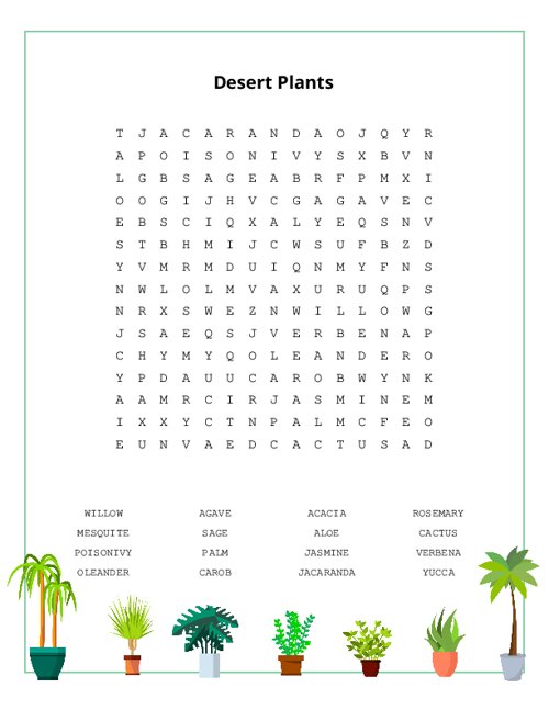 Desert Plants Word Search
