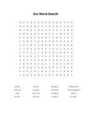 Eco Word Search Word Search Puzzle