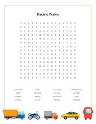 Electric Trains Word Scramble Puzzle