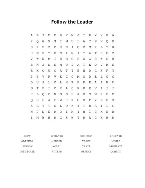 Follow the Leader Word Search Puzzle