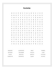 Fortnite Word Search Puzzle