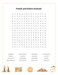 Fossils and Extinct Animals Word Search Puzzle