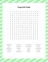Frogs And Toads Word Search Puzzle