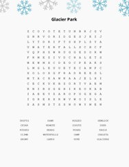 Glacier Park Word Search Puzzle