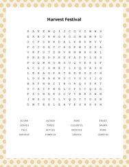 Harvest Festival Word Search Puzzle