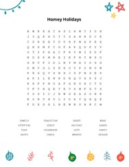Homey Holidays Word Search Puzzle