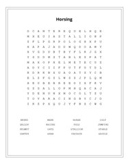 Horsing Word Search Puzzle
