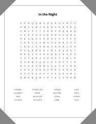 In the Night Word Search Puzzle