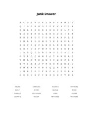 Junk Drawer Word Search Puzzle