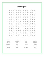 Landscaping Word Search Puzzle