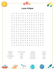 Lunar Eclipse Word Search Puzzle