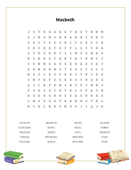Macbeth Word Search Puzzle