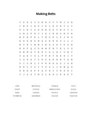 Making Belts Word Search Puzzle