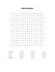 Merchandise Word Search Puzzle
