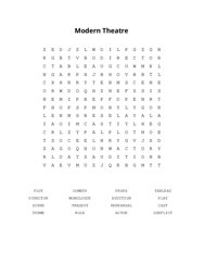 Modern Theatre Word Search Puzzle