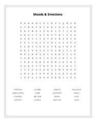 Moods & Emotions Word Search Puzzle