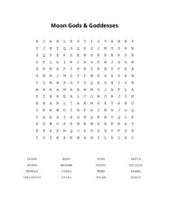 Moon Gods & Goddesses Word Search Puzzle