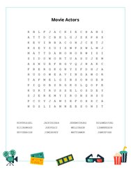 Movie Actors Word Search Puzzle