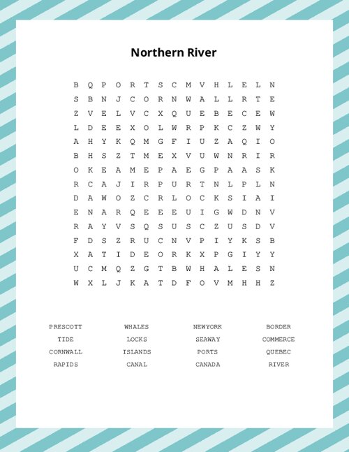 Northern River Word Search Puzzle