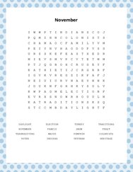 November Word Search Puzzle