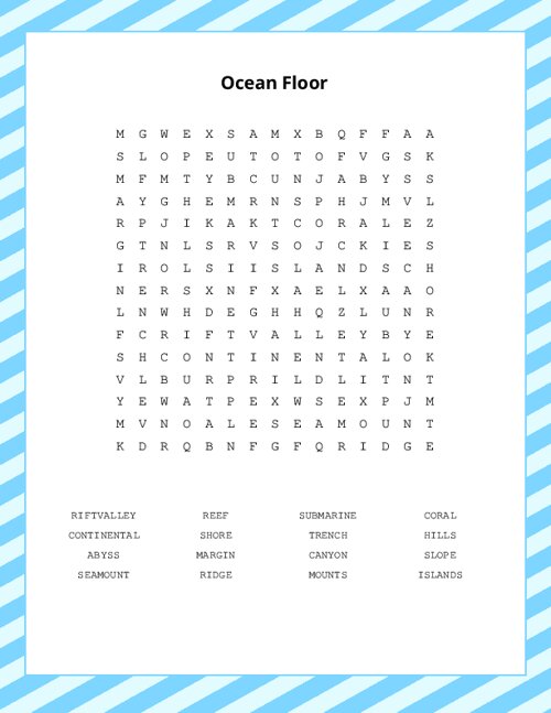 Ocean Floor Word Search Puzzle