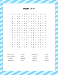 Ocean Floor Word Scramble Puzzle