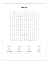 October Word Search Puzzle