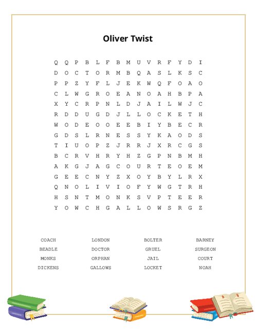 Oliver Twist Word Search Puzzle