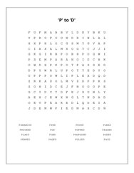 P to D Word Search Puzzle