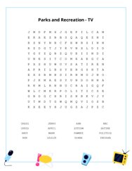 Parks and Recreation - TV Word Search Puzzle