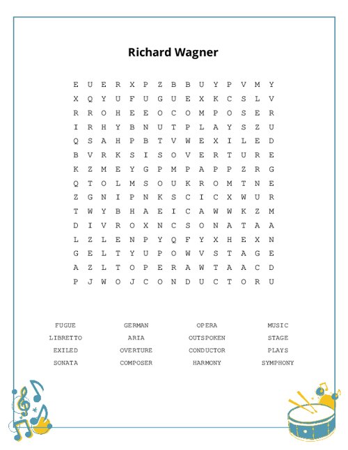 Richard Wagner Word Search Puzzle