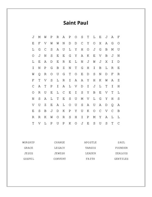 Saint Paul Word Search Puzzle