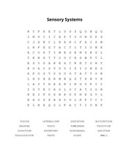 Sensory Systems Word Search Puzzle