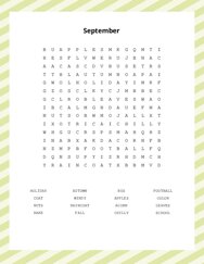 September Word Scramble Puzzle