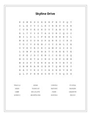 Skyline Drive Word Search Puzzle