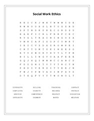 Social Work Ethics Word Search Puzzle