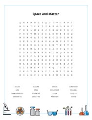Space and Matter Word Search Puzzle