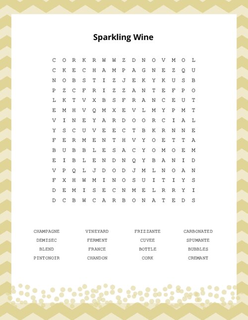 Sparkling Wine Word Search Puzzle