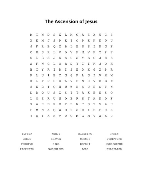 The Ascension of Jesus Word Search Puzzle