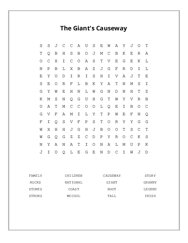 The Giants Causeway Word Search Puzzle
