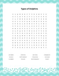 Types of Dolphins Word Scramble Puzzle