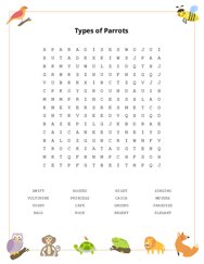 Types of Parrots Word Scramble Puzzle