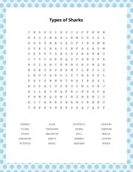 Types of Sharks Word Search Puzzle